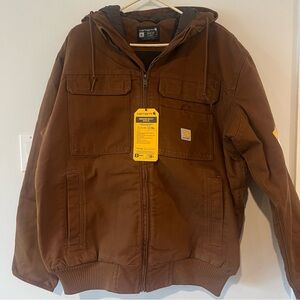 New Carhartt Mens Washed Duck Bartlett Active Jacket Brown Hooded Jacket XL Coat